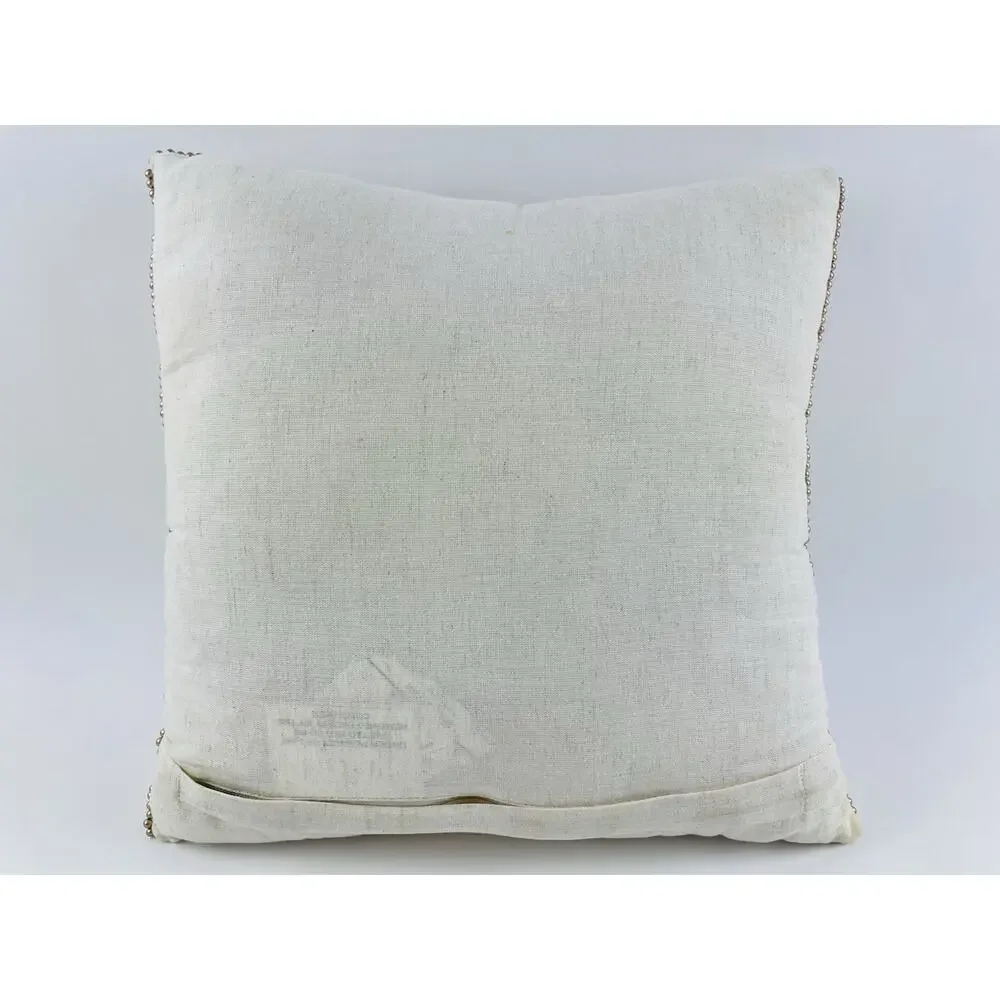 Pier 1 Beaded Sea Turtle Green Pillow with Zipper Mint Sage Beach Ocean Life Rid